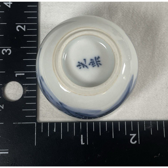 Sake Set 3 Ochoko Cup 2 Tokkuri Bottle Blue White Porcelain Japanese +Chopsticks - Picture 4 of 10